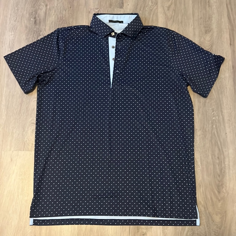 Greyson Navy Polka Dot Polo Shirt